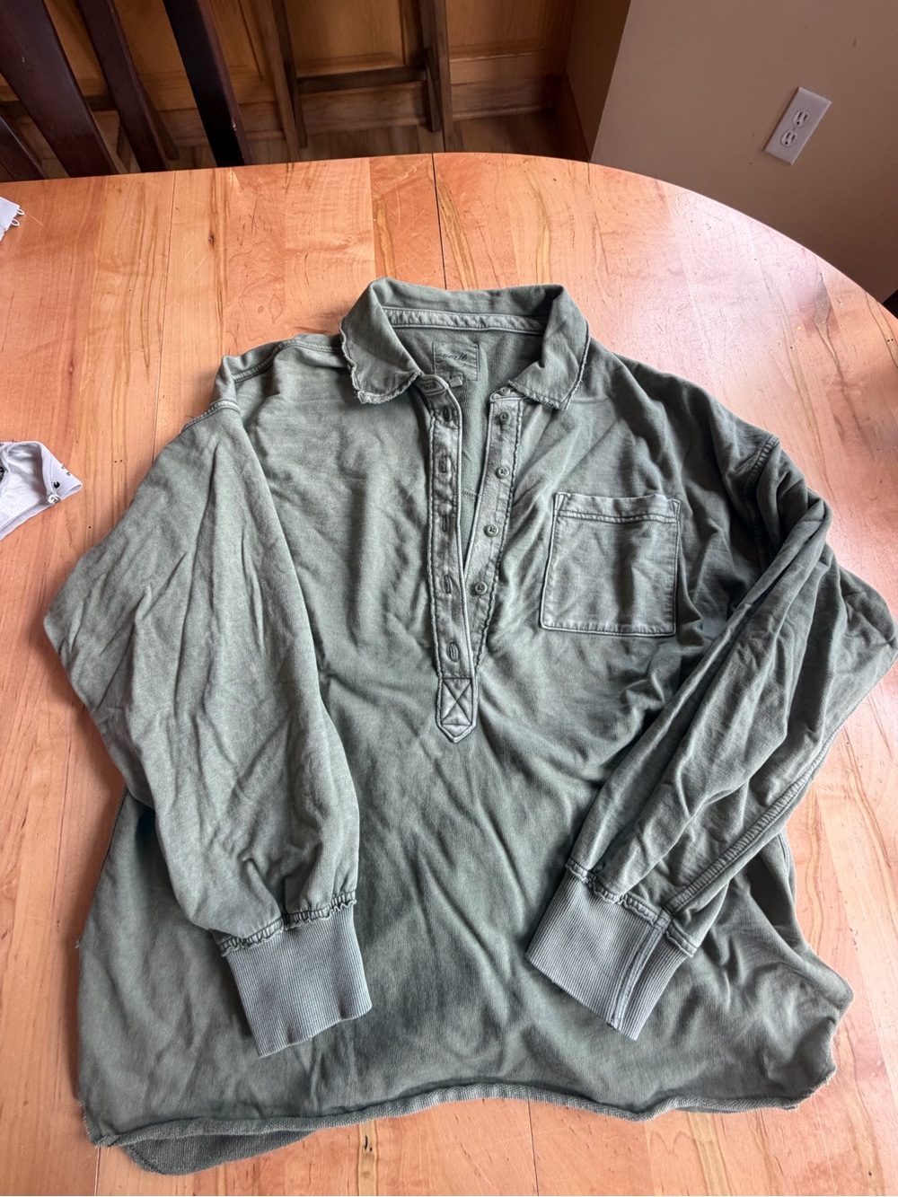 aerie Olive Long-Sleeve Henley Top